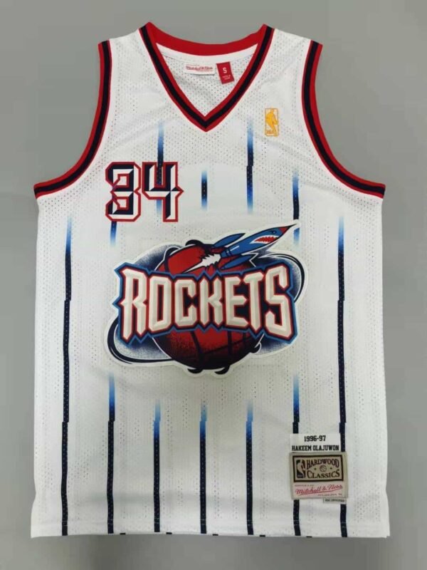 Camiseta Houston Rockets Retro 96-97 Home Blanco #Olajuwon #34